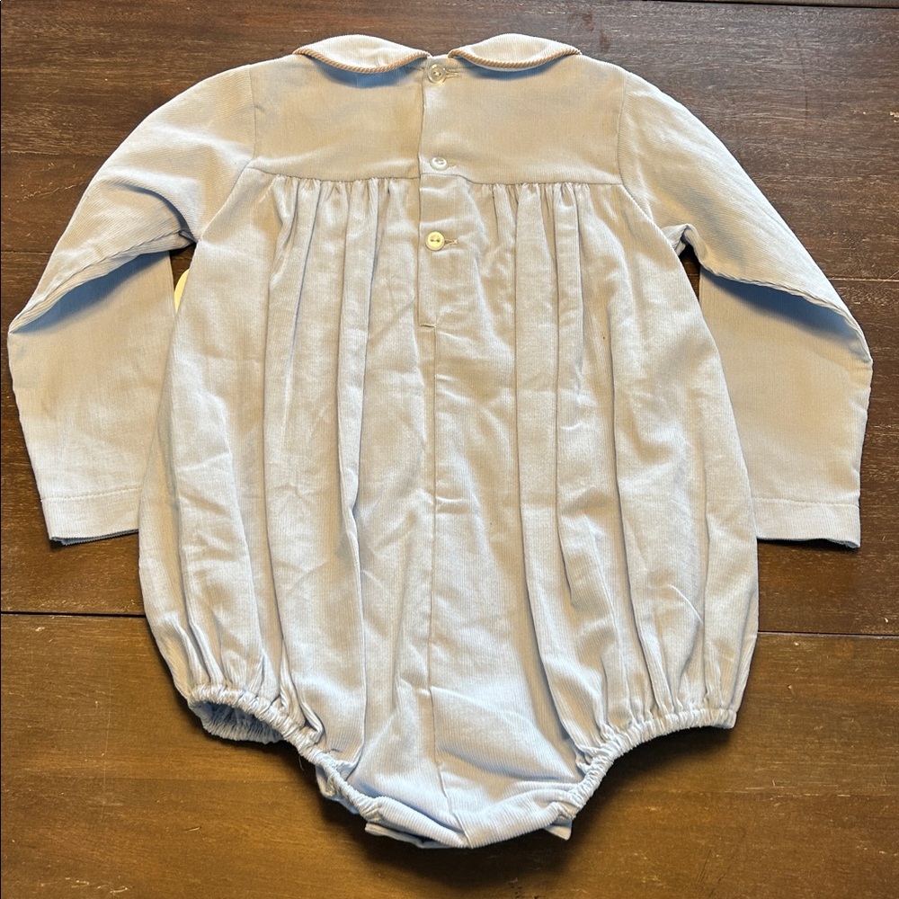 New with Tags Lullaby Set Smocked Light Blue Corduroy One-Piece Romper - Picture 3 of 5